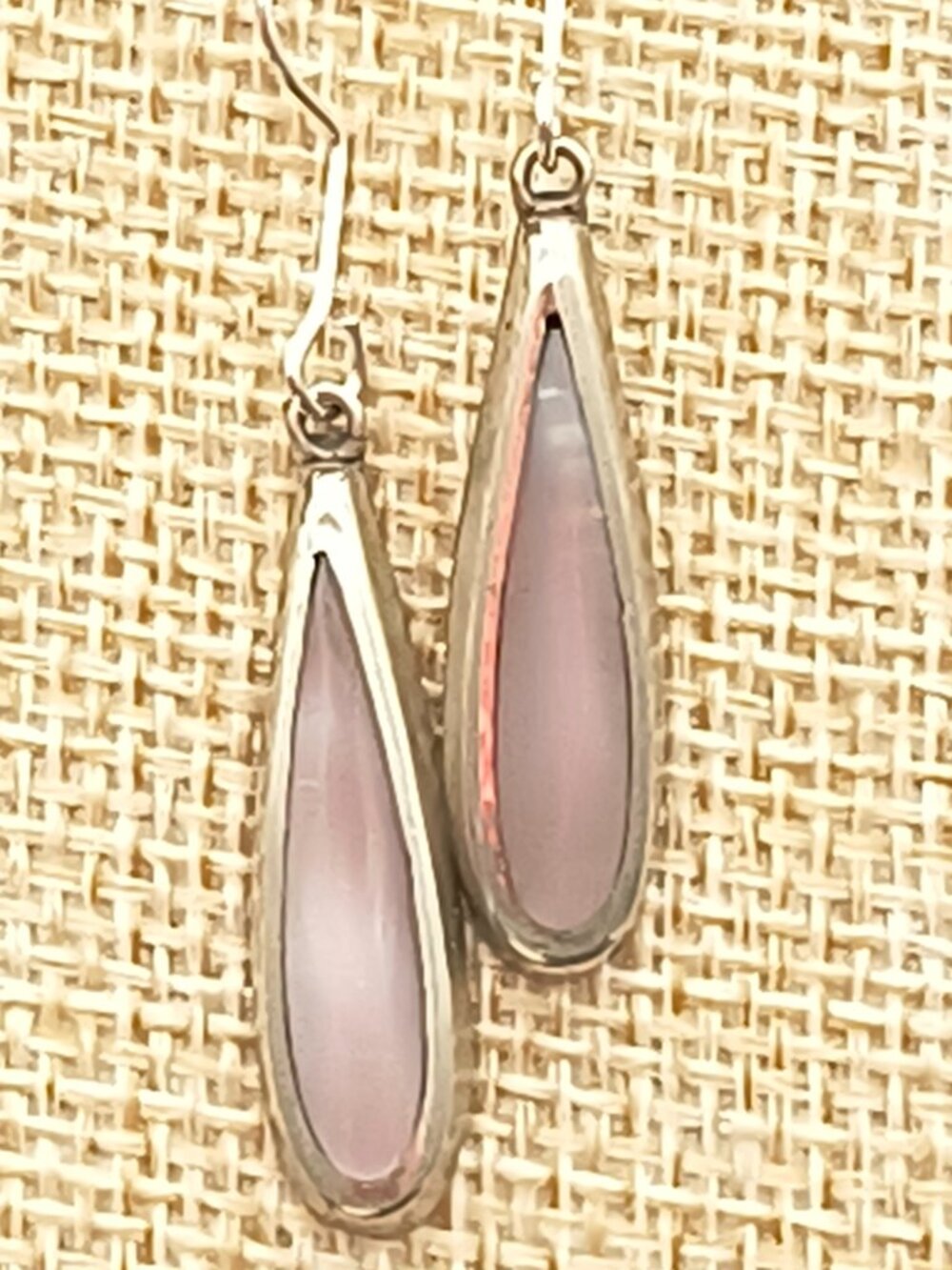 Vintage Alpaca Silver Mexico MOP Inlay Teardrop Earrings